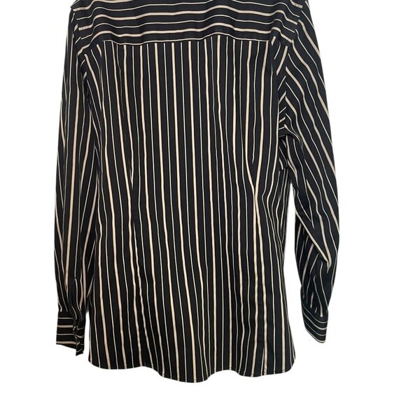 Foxcroft NYC 16W Black Tan Striped Non-Iron Stretch Button Down Blouse - Picture 4 of 7